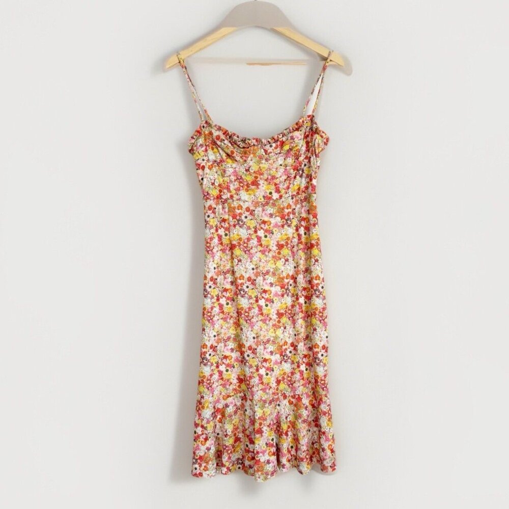 Hutch Floral Sweetheart Midi Dress Sz SP Cottagecore Garden Party Vacation Boho